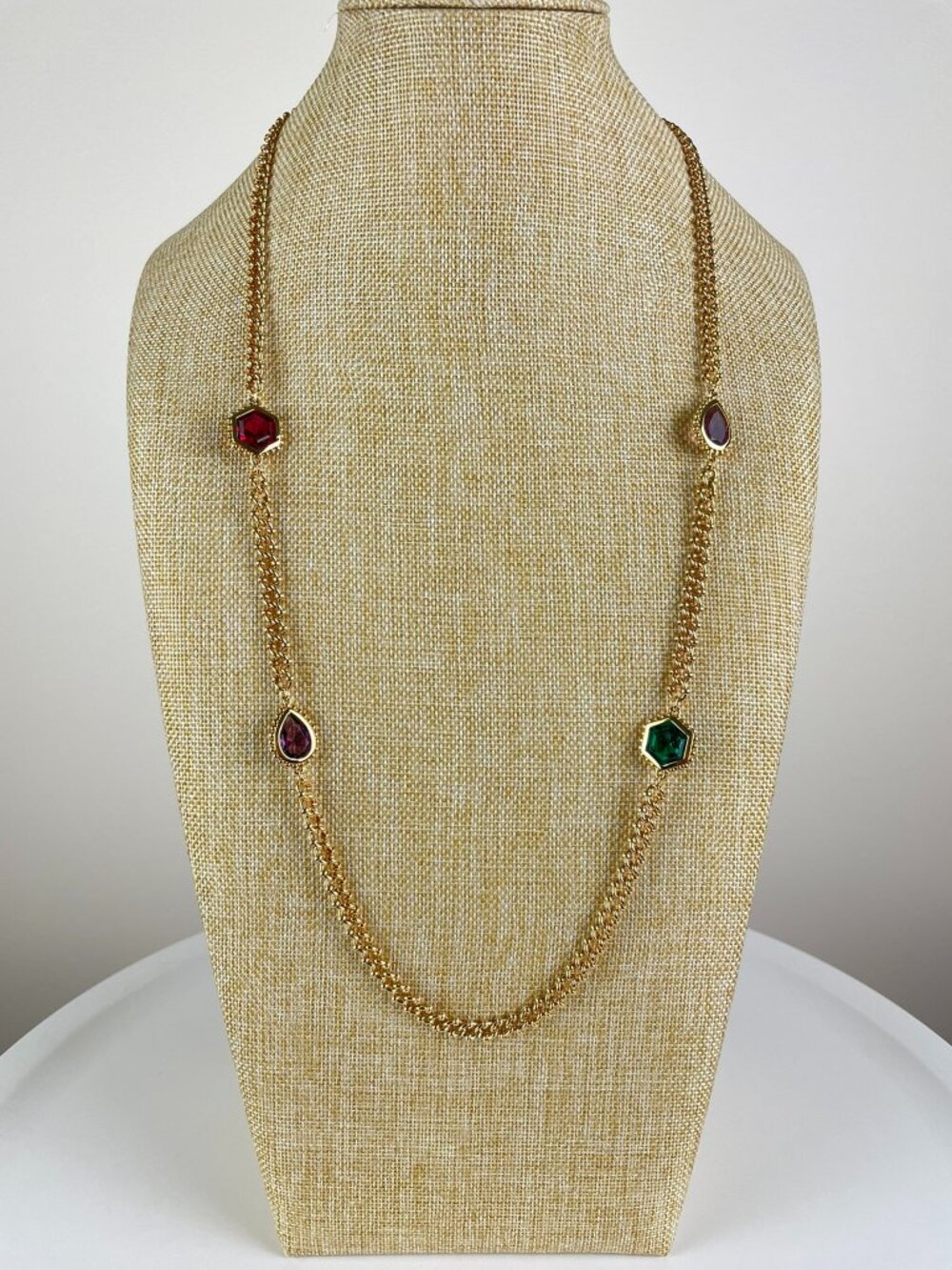 Vintage Jeweled Station Necklace. 30"